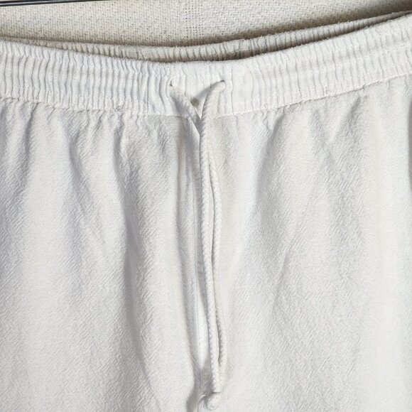 Cottonseed Casual Wear White Drawstring Elastic Waist Wide Leg Crop Pants Size L - Picture 8 of 16